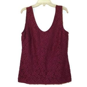 3 for $15 Banana Republic Burgundy Lace Scoop Tank